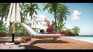 Присоеденилась к футанари возле бассейна