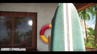 Присоеденилась к футанари возле бассейна