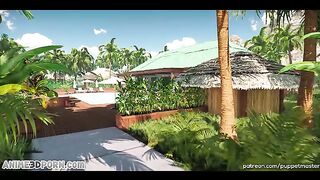 Присоеденилась к футанари возле бассейна